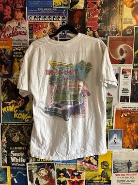 In-N-Out White Short Sleeve Graphic Tee - Retro Car Design